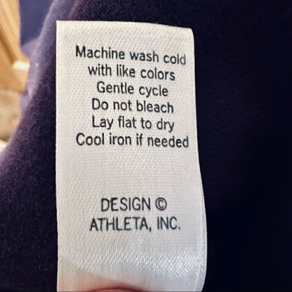 Athleta purple organic cotton ruched front three quarter sleeve dress small S - Picture 4 of 6